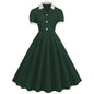 Patchwork Waist Trimming Short-sleeved Retro Hepburn Dresses