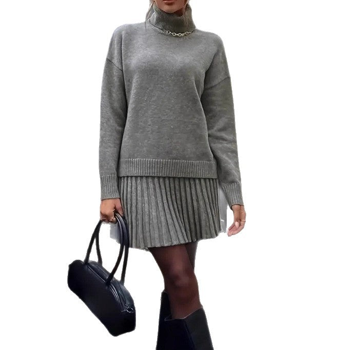 Women's Casual Set Turtleneck Knitting Long Sleeve Suits