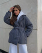 Women's Padded Lapel Cinched Slimming Pure Color Coats