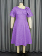 Rose Jacquard Round Neck Dress Commuter Dresses