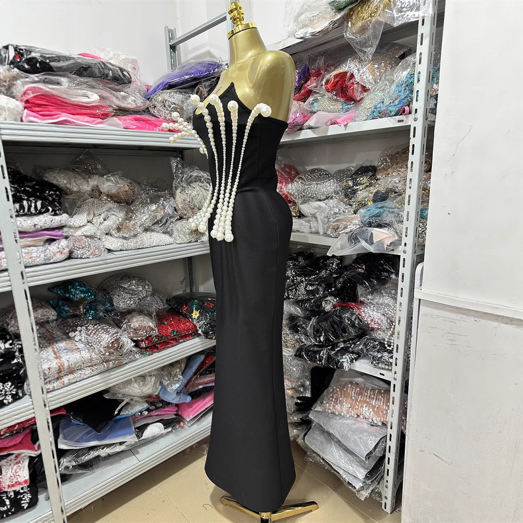 Fashion Pearl Tube Bandage Dress Party Dresses