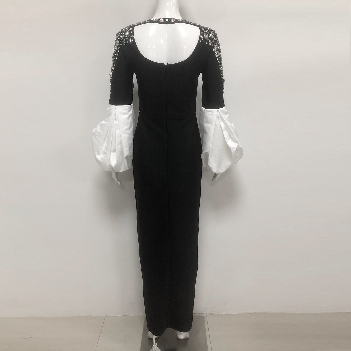 Rhinestone Gorgeous Elegant Dress Puff Sleeve Dresses