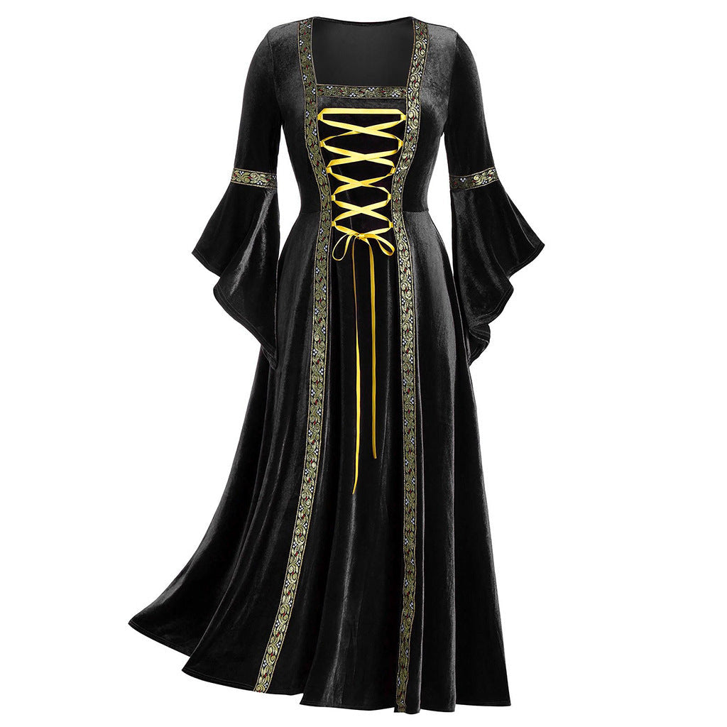 Women's Gothic Punk Long Sleeve Tied Dress Dresses