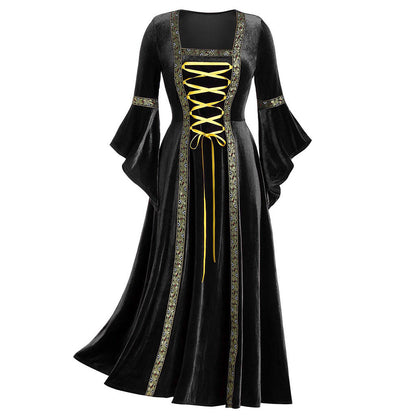 Women's Gothic Punk Long Sleeve Tied Dress Dresses