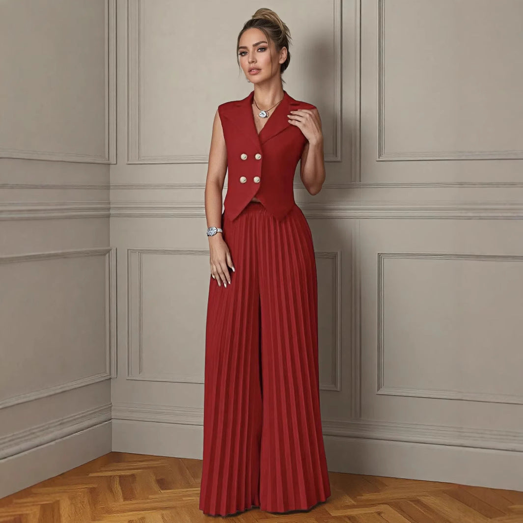 Women's Slouchy Fashion Pleated Two-piece For Suits