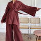 Women's French Style Loose Trousers Gauze Two-piece Solid Suits
