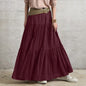 Women's Ruffled Spring Casual Dress Plain Retro Skirts