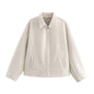 Women's Polo Collar Zipper Ornament Solid Color Coats
