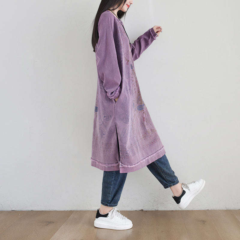 Style Art Mid-length Purple Gradient Dress Sweaters