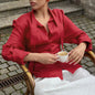 Women's Linen Ribbon Shirt Design Sense Graceful Fashionable Blouses