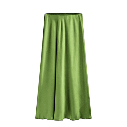 Women's Acetate Satin High Waist Elastic Quality Skirts