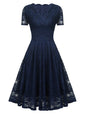 Women's Spring Floral Sleeve Zip Lace Dress Dresses