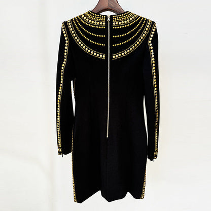 Hot Metal Sheet Stretch Long Sleeve Dresses