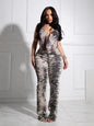 Women's Halter Backless Sexy Mesh Zebra Prints Suits