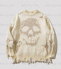 Skull Pattern Personality Street Ripped Pullover Sweaters
