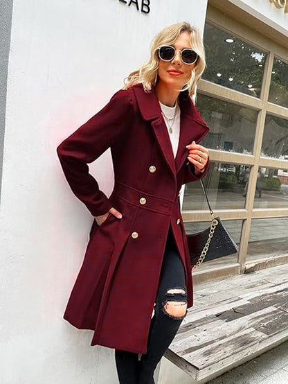 Women's Beautiful Long Woolen Double Breasted Coats