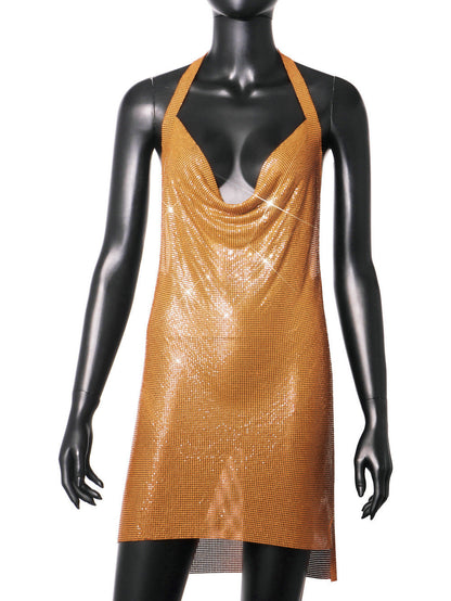 Nightclub Metal Sequins Sexy Suspenders Dress Dresses