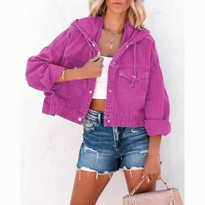 Denim Female Street Hipster Hoodie With Jackets