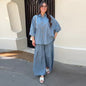 Women's Autumn Collar Loose Casual Striped Suits