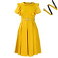 Women's Short-sleeved Doll Collar Solid Color Ruffled High Dresses