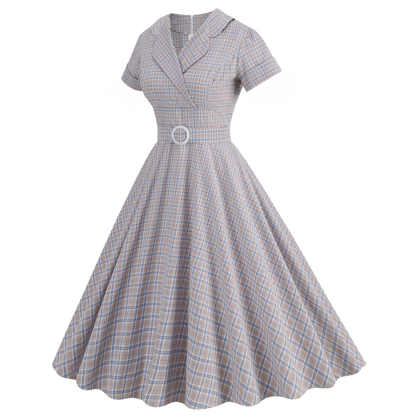 Style British Lattice Collar Sleeve High Dresses
