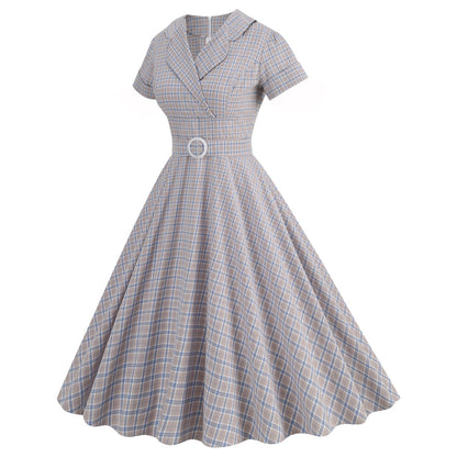 Style British Lattice Collar Sleeve High Dresses