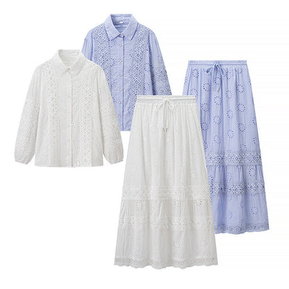Women's Elegant Two-piece Set Autumn Embroidered High Waist Suits