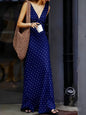 Women's Vintage Satin Polka Dot Dress Elegant Dresses