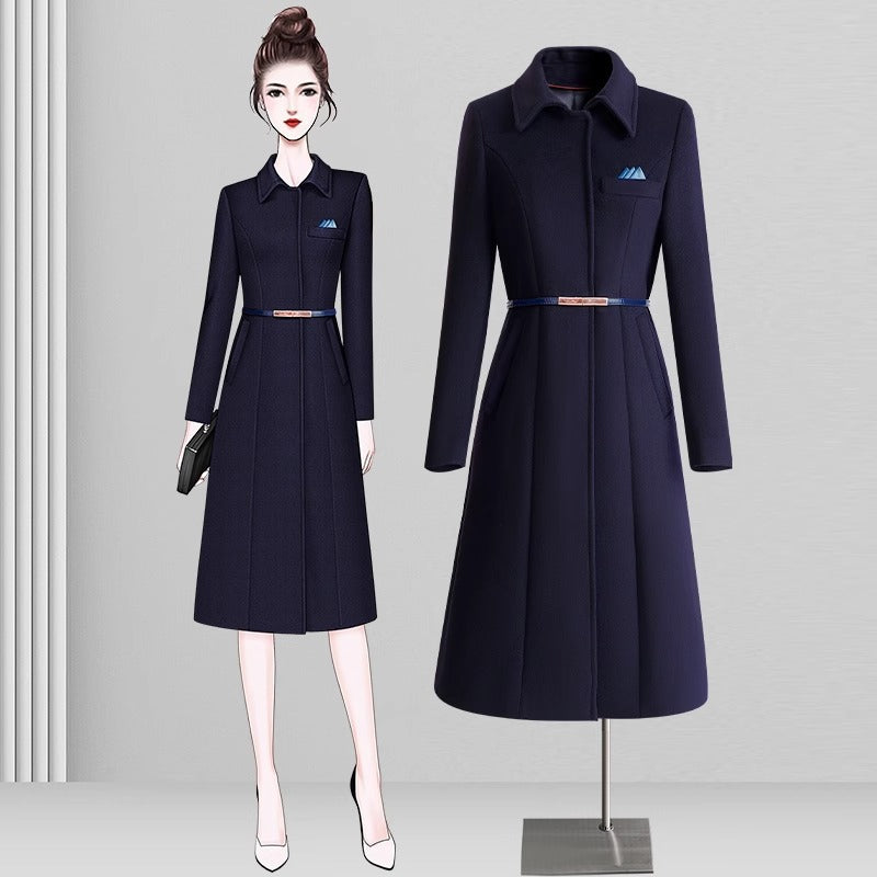Women's Professional Woolen Winter Mid-length Elegant Wool Coats