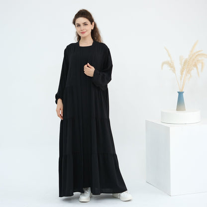 Turkish Solid Color Robe Dress Two-piece Dresses