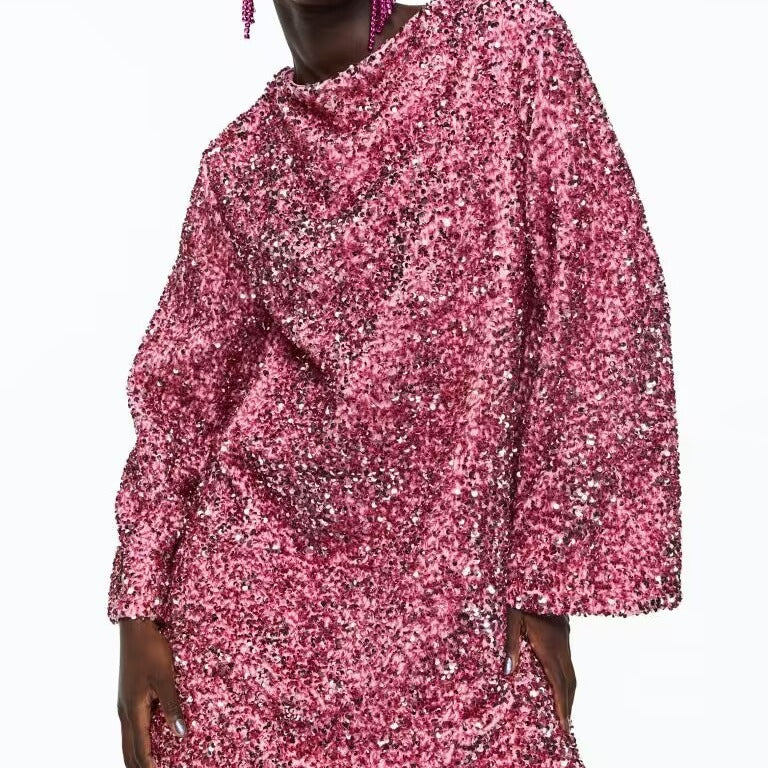 Women's Round Neck Long Sleeve Loose Sexy Dresses