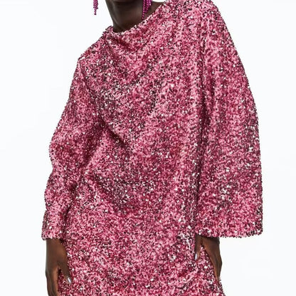 Women's Round Neck Long Sleeve Loose Sexy Dresses
