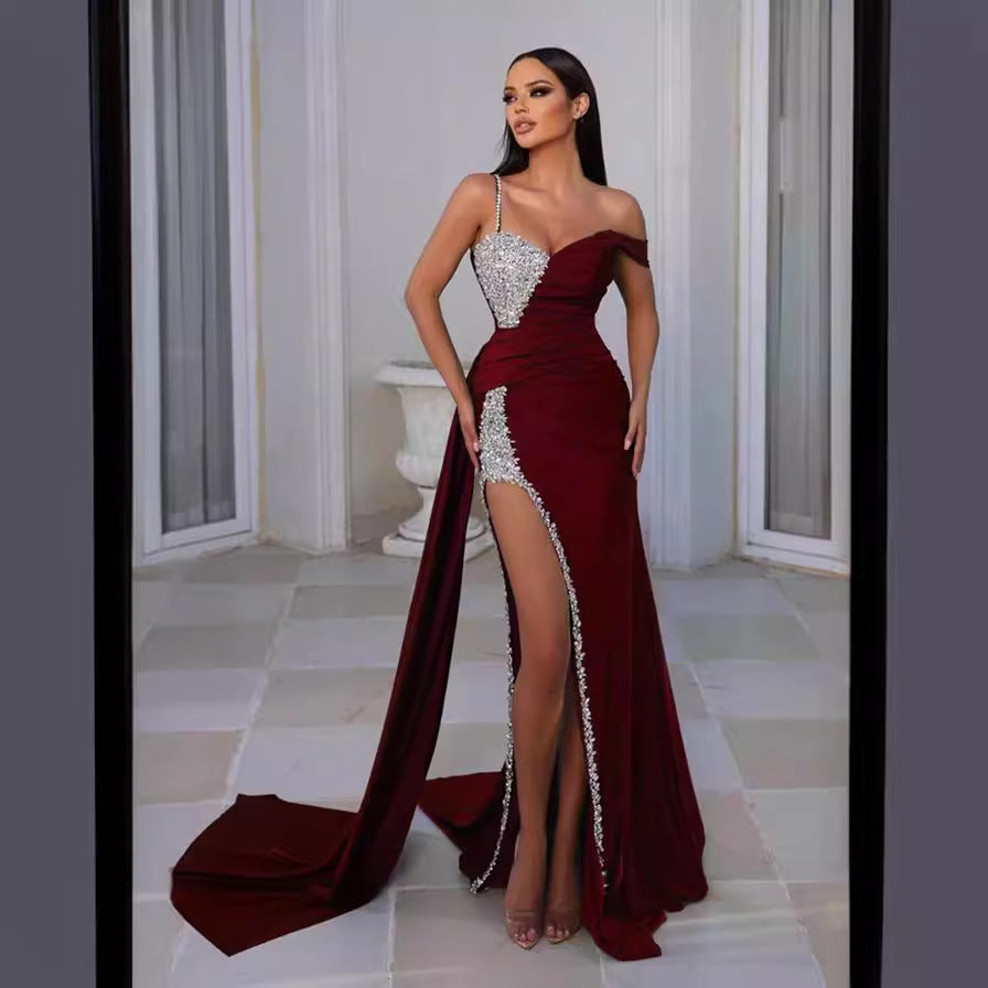 Women's Clothes Sexy Bronzing Large Swing Prom Dresses
