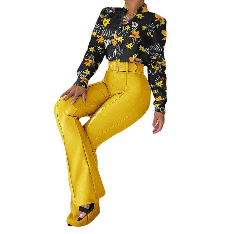Women's Stand Collar Long Sleeve Shirt Wide Suits