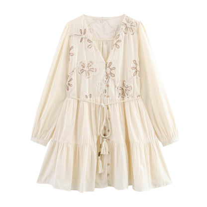 Glamorous Summer Flower Embroidered Mini Dress Dresses