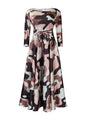 Women's Fashion Elegant Tied Printed African Mid-length Dresses