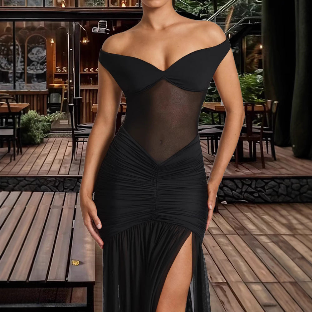 Off Dress Slimming Patchwork Irregular Fishtail Dresses