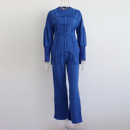 Solid Color Hoodie Round Neck Pullover Suits