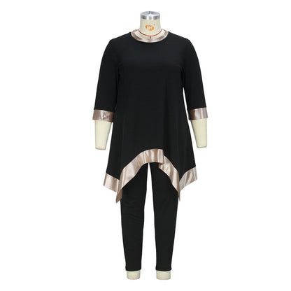 Women's Loose Irregular Stitching Hem Casual Suits