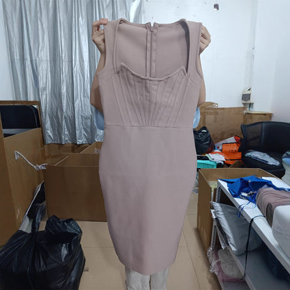 Nude Sleeveless Slim Fit Independent Design Niche Dresses