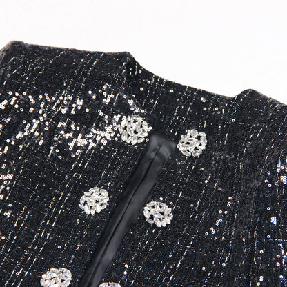 Women's Fashion Sequined Diamonds High Quality Coats