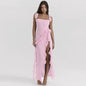 Autumn Sexy High Fork Ribbon Strap Dresses