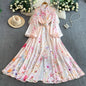 Women's Lantern Long Sleeve Single-breasted Printed Dress Dresses
