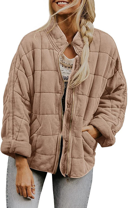 Women's Solid Color Stand Collar Loose Long Coats