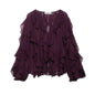 Women's Ruffled Shirt Long Sleeve Black Apricot Solid Blouses