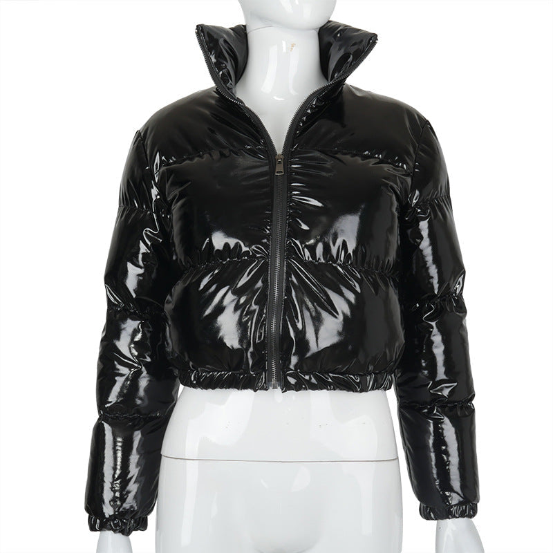 Women's Long Sleeve Zipper Stand-up Collar Thermal Coats