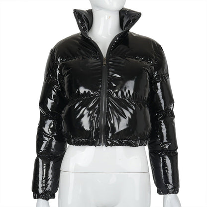 Women's Long Sleeve Zipper Stand-up Collar Thermal Coats