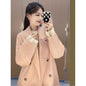 Women's Gray Korean Loose Mid-length Woolen Design Coats