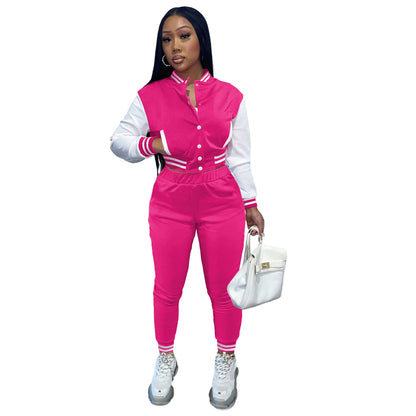 Women's Color Matching Single-breasted Stitching Long Sleeve Suits