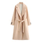 Women's Graceful Fashionable With Belt Long Woolen Coats